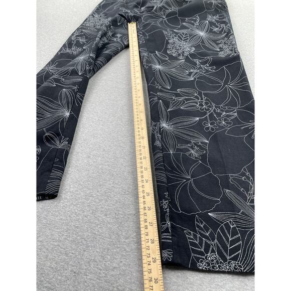 VTG Larry Levine Womens Pants 14 Black White Floral High Rise Straight Ankle - Picture 5 of 16